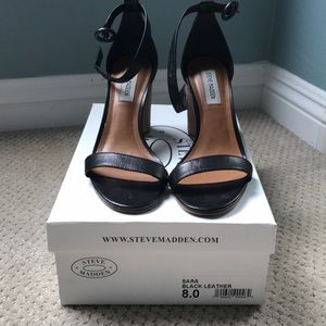Steve Madden, size 8, Sara Black Leather heels